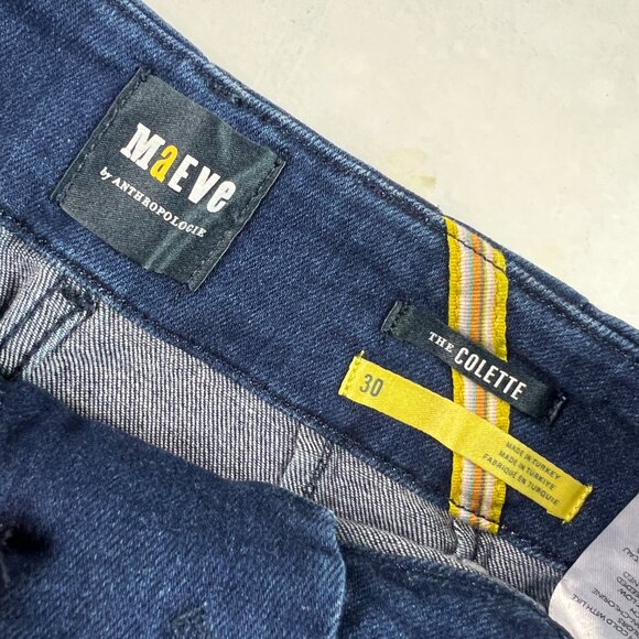 Maeve Jeans Women's 30x24 Colette Wide Leg High Rise Crop Dark Blue Denim Tag 30 - Picture 6 of 16